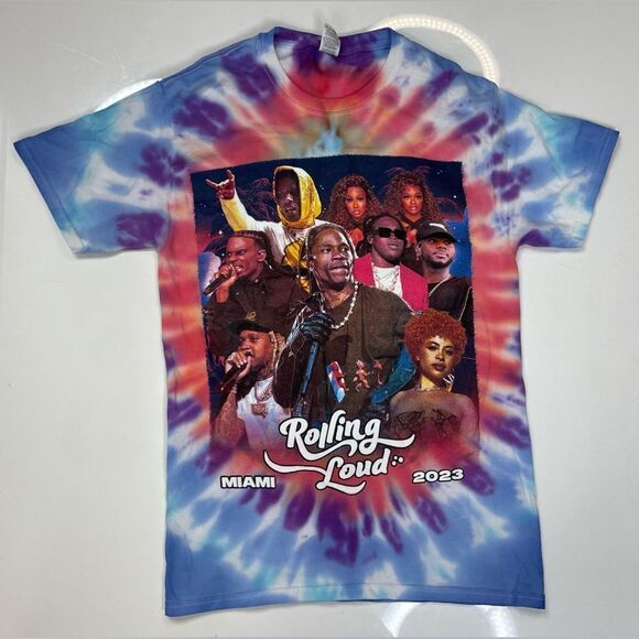 Rolling Loud Miami 2023 Graphic T-shirt Women Small Multicolor Tie Dye Music - Picture 1 of 6